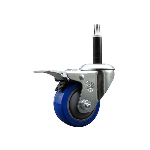 Service Caster 3'' Blue Poly Swivel 3/4'' Expanding Stem Caster Total Lock Brake SCC-EXTTL20S314-PPUB-BLUE-34 - main